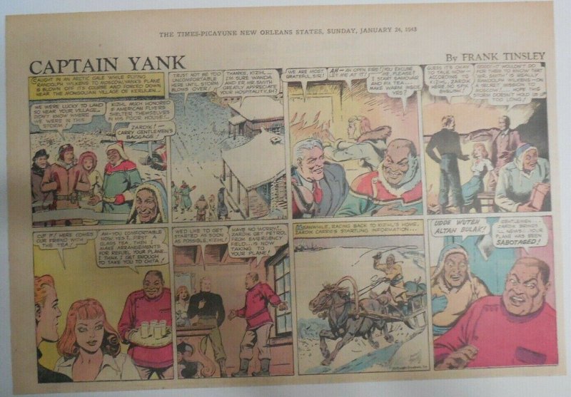 (52) Captain Yank Sundays by Frank Tinsley 1943 11 x 15 inches Complete Year !