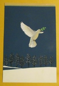 CHRISTMAS White Dove w/ Olive Branch 6.25x9.5 Greeting Card Art FN 6.0 #881