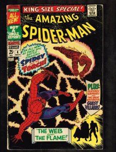 Amazing Spider-Man Annual #4 ~King-size /The Web and the Flame!~ 1967 (4.5) WH