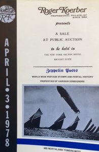 Roger KOERBER(PHILATELIST)Zeppelin posts auction catalogue, 1978