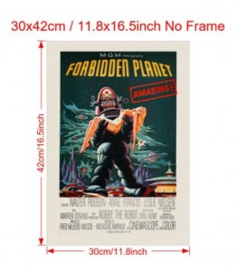 FORBIDDEN PLANET Vintage Style Canvas ROBOT Movie Poster 12×16 NEW / No Frame