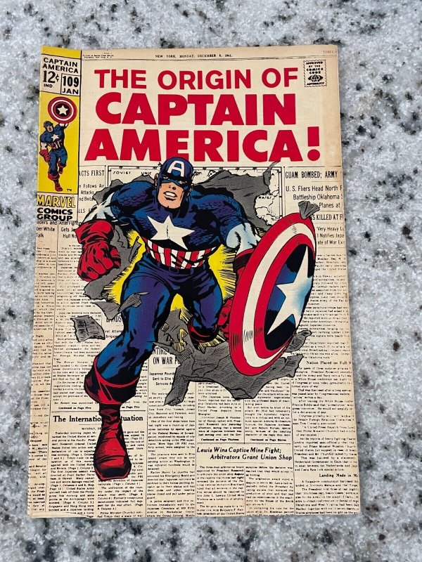 Captain America # 109 FN/VF Marvel Comic Book Avengers Hulk Thor Iron Man  11 MS1