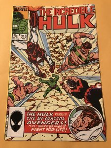 The Incredible Hulk #316 : Marvel 2/86 Fn+; She Hulk, Namor, Iron Man x-over