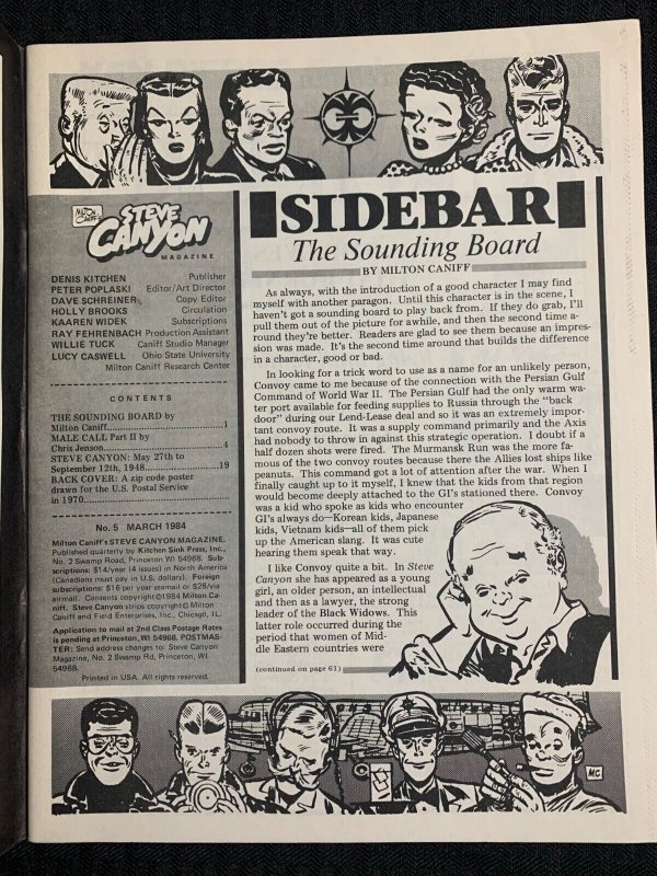 1984 STEVE CANYON Magazine #5 FN+ 6.5 Milton Caniff / Kitchen Sink