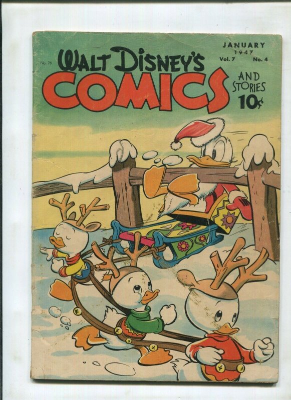 WALT DISNEY'S COMICS AND STORIES #4 - DONALD DUCK CHRISTMAS SLED (4.0) 1947