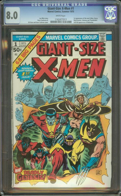 Giant-Size X-Men 1 CGC 8.0   1st New X-Men   2nd full Wolverine   White Pages