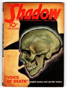 SHADOW Pulp Magazine 1940 Feb 15 STREET AND SMITH-