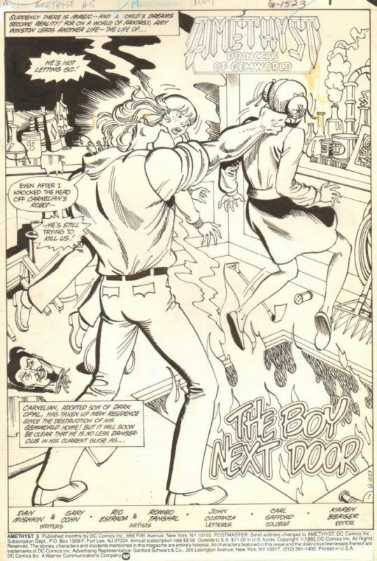 Amethyst #5 p.1 - 'The Boy Next Door' Title Splash - 1985 art by Ric Estrada