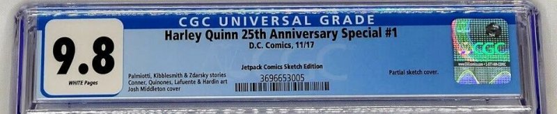 Harley Quinn 25th Anniversary Special 1 DC 2017 CGC 9.8 JETPACK Sketch Top Grade