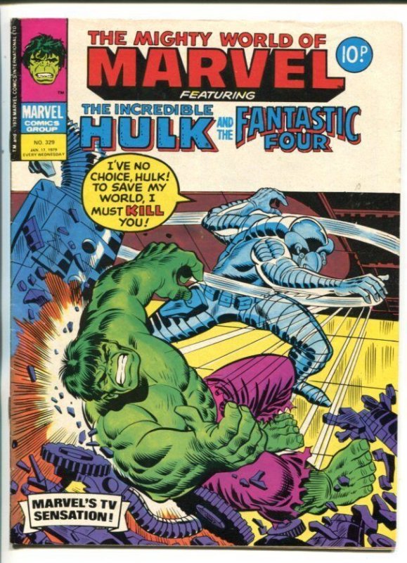 MIGHTY WORLD OF MARVEL #329-1978-U.K. ISSUE-HULK-FANTASTIC FOUR-DAREDEVIL-fn-