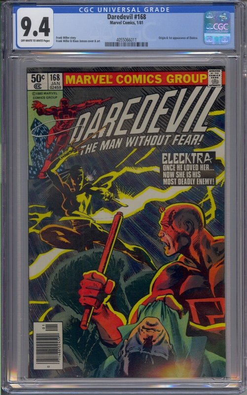 DAREDEVIL #168 CGC 9.4 1ST ELEKTRA NEWSSTAND