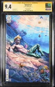 AQUAMAN #1 DC 2025 1:25 SALVADOR LARROCA SIGNED JOHN TIMMS CGC SS 9.4 NM