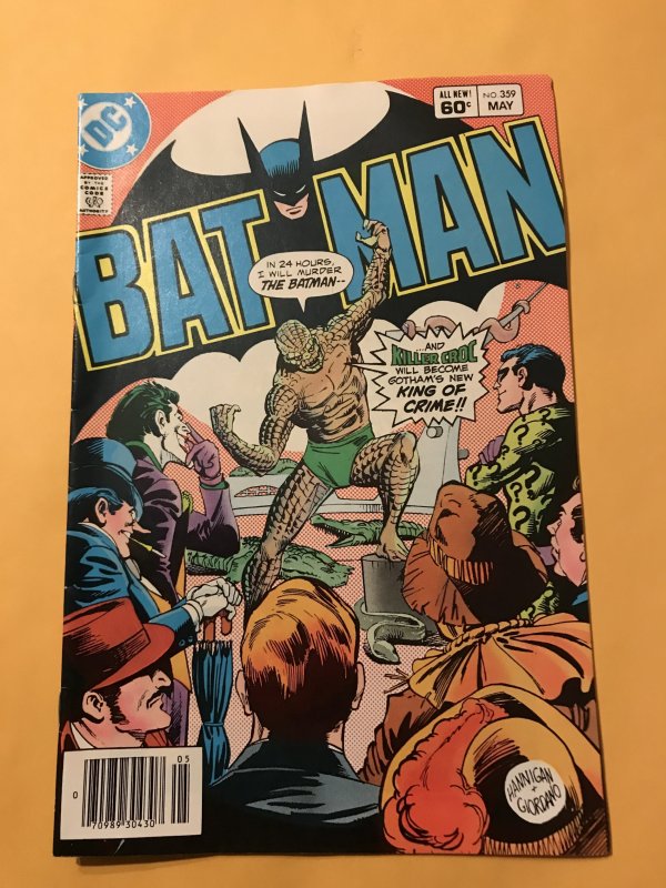 BATMAN #359 : DC 5/83 Fn+; 1st KILLER CROC appearance, Intellivision ad on back