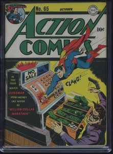 ACTION COMICS #65 - CGC-7.0, OW-W - Superman - Golden Age