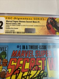 Marvel Super Heroes Secret Wars (1984) # 1  (CGC 9.2) Signed Downey + Jackman