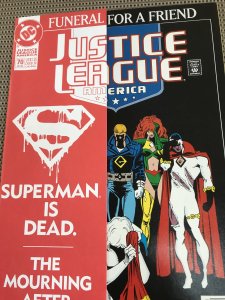 Justice League America #70 1st Print : DC 1/93 NM-; Funeral for a Friend start