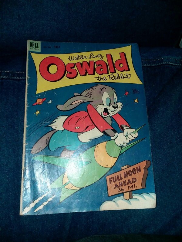 Four Color #458 golden age 1953 Oswald Rabbit Rocket scifi moon landing Cover