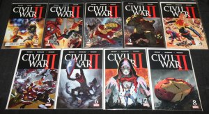 Marvel CIVIL WAR II #0-8 - 9pc Count Mid-High Grade Comic Lot VF-NM Avengers
