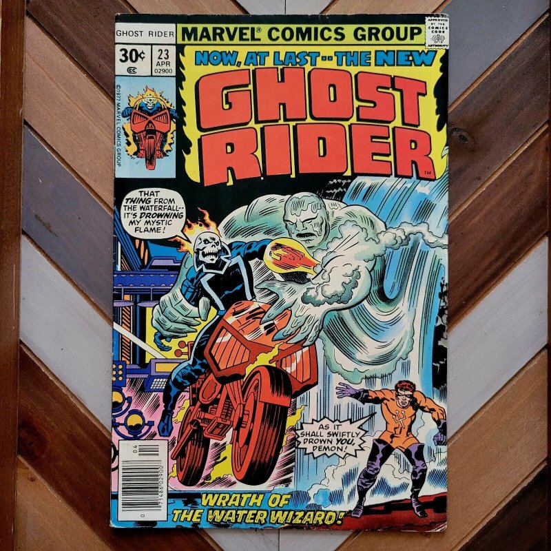 GHOST RIDER #23 FN- (Marvel 1977) 1st app of The WATER WIZARD + The CHAMPIONS! 