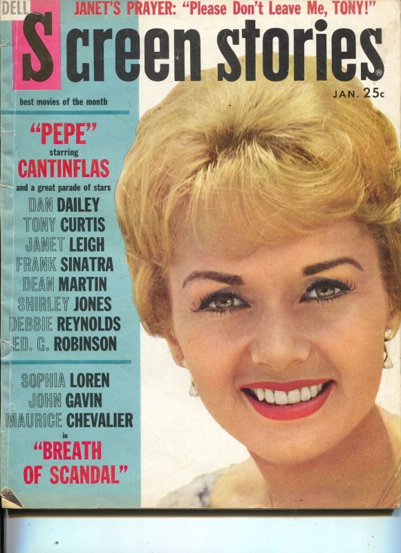 Screen Stories-Debbie Reynolds.Janet Leigh-Pepe-Glenn Ford-Jan-1961