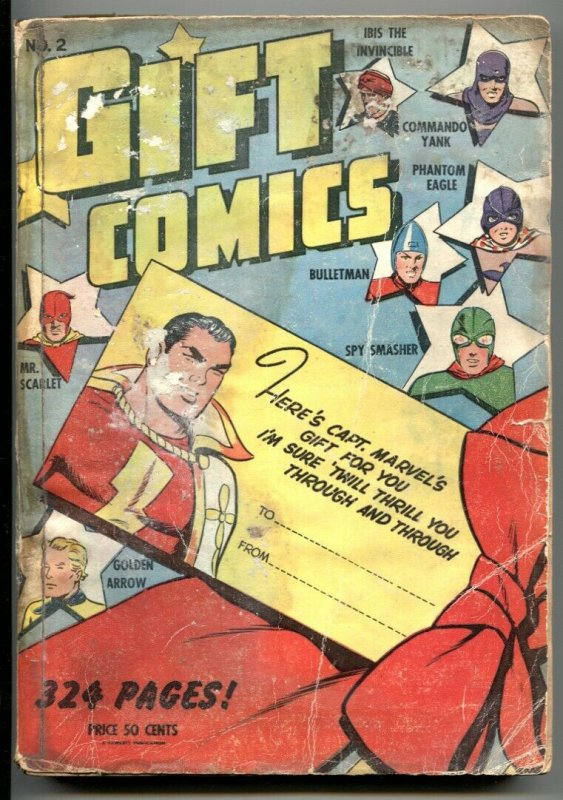 Gift Comics #2 1942- CAPTAIN MARVEL- Bullet Man RARE low grade