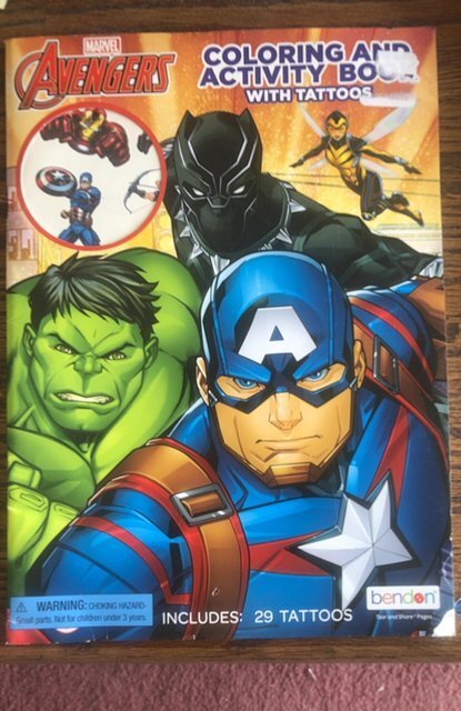 Avengers coloring & activity book w/ tattoos, 2018