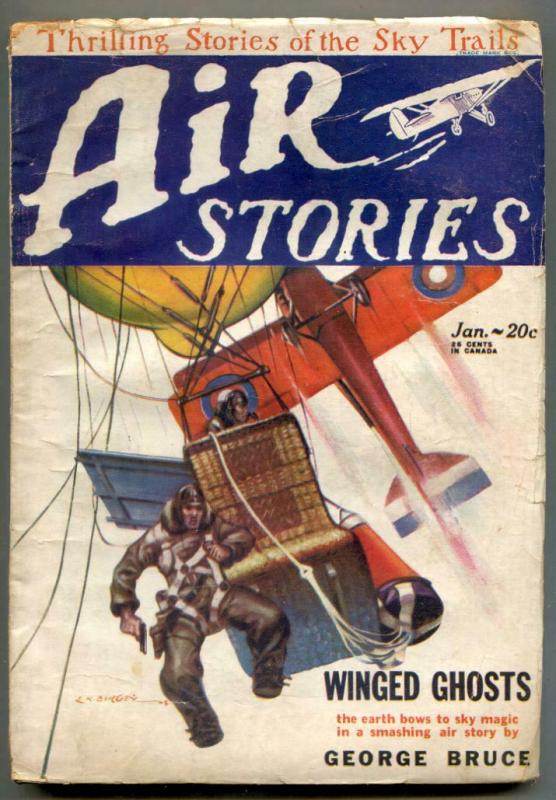 Air Stories Pulp January 1929- WINGED GHOSTS- aviation G/VG