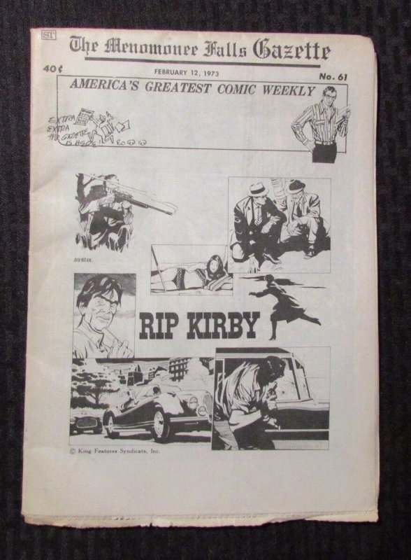 1973 MENOMONEE FALLS GAZETTE Comic Weekly - Feb 12 FN- Rip Kirby - Air Hawk
