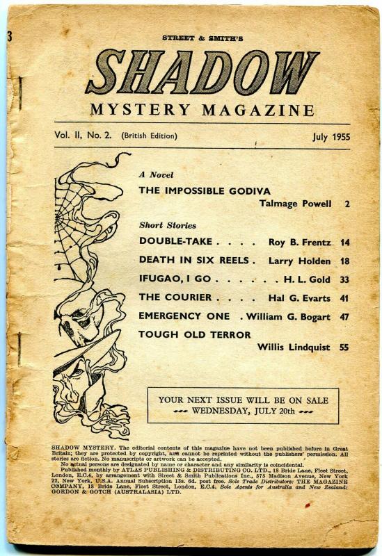 Shadow Mystery Magazine British Pulp July 1955- Talmage Powell FAIR