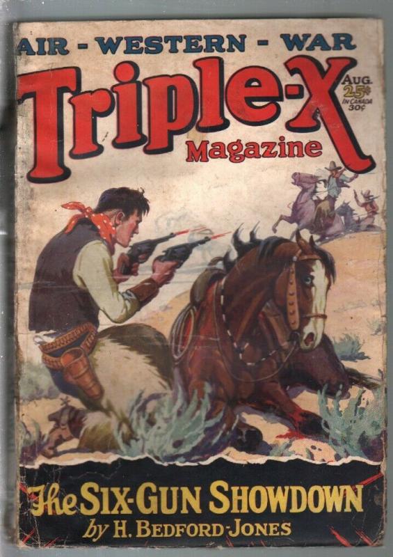 Triple-X Magazine 8/1928-Fawcett-Air-War Western-H Bedford-Jones-G