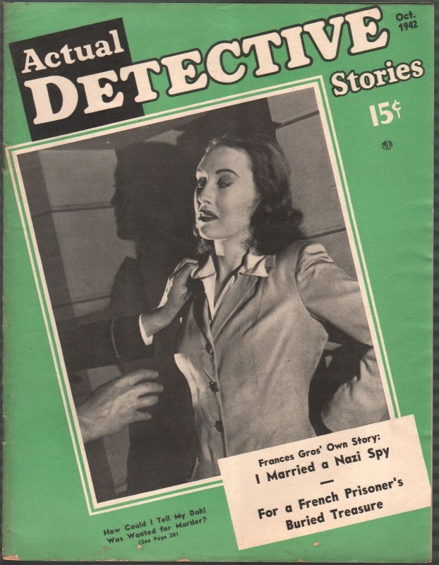 Actual Detective 10/1942-crime-mystery-horror-pix-pulp thrills-WWII-Nazi spy-FN