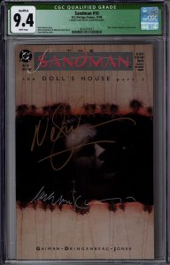 Sandman 10 CGC 9.4 NM WP SIGNED GAIMAN MCKEAN 1st Corinthian Rose Walker 1989