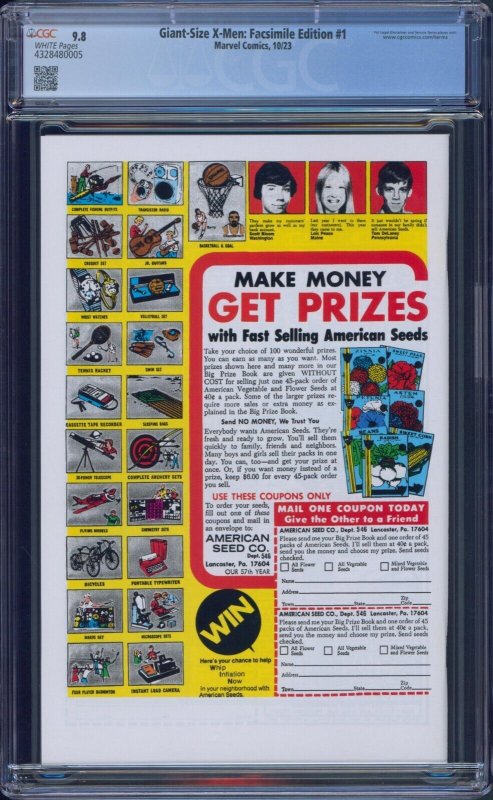 Giant-Size X-Men #1 Facsimile Edition CGC 9.8 Reprints 1975 Original Marvel 2023