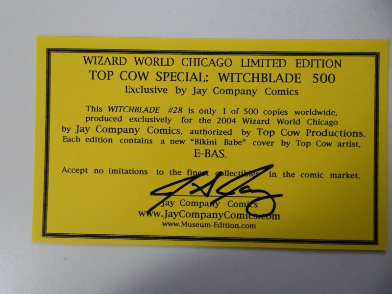 Witchblade #28 Jay Company Cover (1999) w/ COA NM Condition