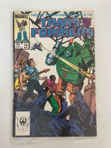 The Transformers # 14 VF/NM Marvel Comic Book Optimus Prime Megatron Bee 6 J248