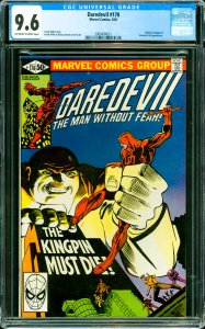 Daredevil #170 CGC graded 9.6 Bullseye, Kingpin & Vanessa Fisk appearance.
