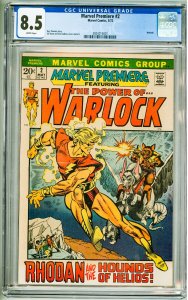Marvel Premiere #2 (1972) CGC 8.5! White Pages! Warlock!