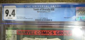 TOMB OF DRACULA #58 CGC 9.4 ALL BLADE ISSUE! Wolfman/Colan/Palmer! White pages