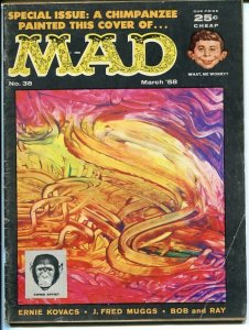 MAD #38-COVER PAINTED BY A MONKEY-WOOD-ORLANDO-DRUCKER-1958-vg+