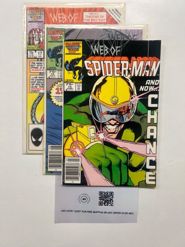 3 Web Of Spiderman Marvel Comic Books # 15 16 17 Defenders Hulk Thor 78 SM10