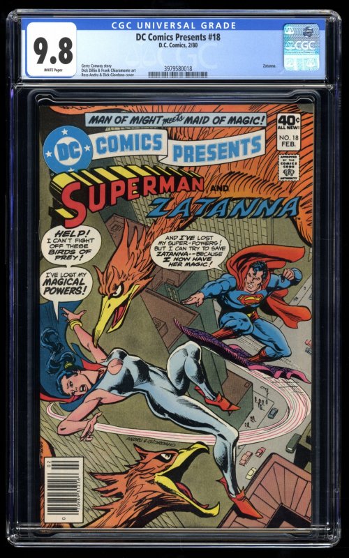 DC Comics Presents #18 CGC NM/M 9.8 White Pages Zatanna Superman!