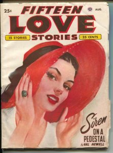 Fifteen Love Stories #4 8/1949-female pulp authors-pin-up girl cover art-FN