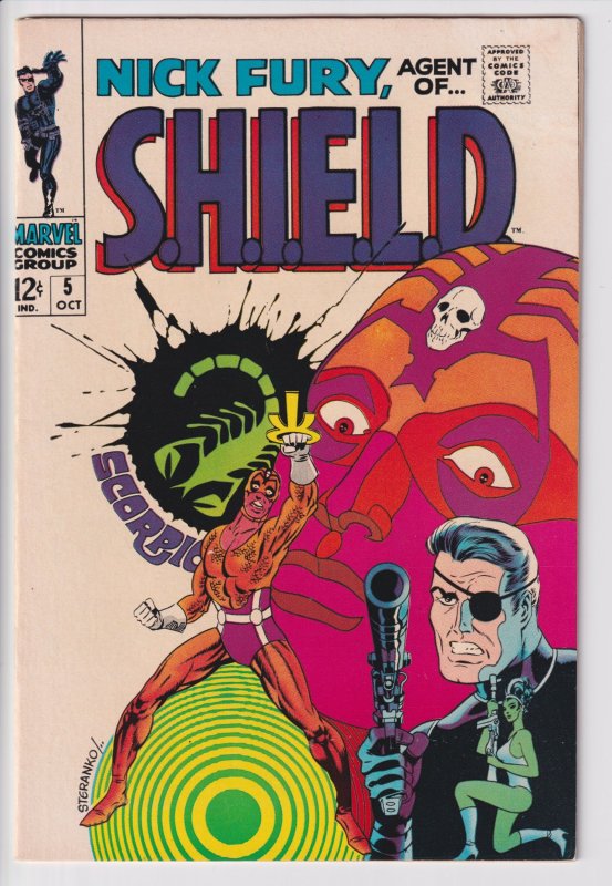 NICK FURY AGENT OF SHIELD #5 (Oct 1968) Steranko! VFNM 9.0, see description