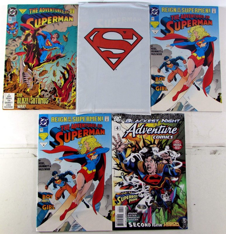 Adventures Superman Lot 5 #493, 500, 502 x2, 4 1992 DC Superboy Comics