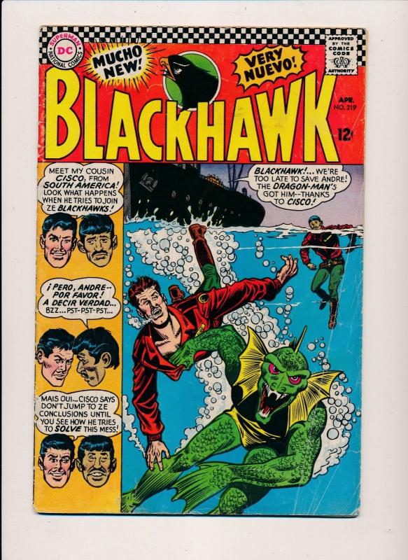 DC Comics BLACKHAWK #219 Dragon-Man 1966 VG (HX786)