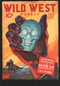 Wild West Weekly 5/20/1939-One of the best hero pulps-Skull horror cover by H... 