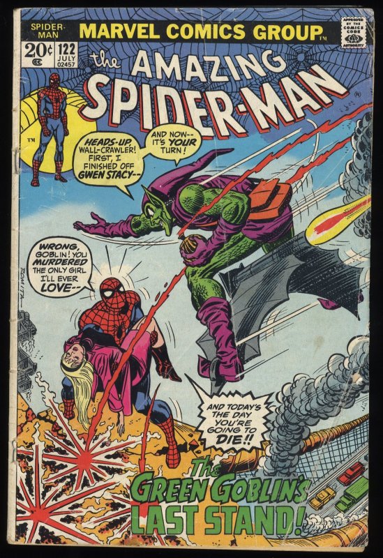 Amazing Spider-Man #122 GD+ 2.5 Death of Green Goblin! John Romita!