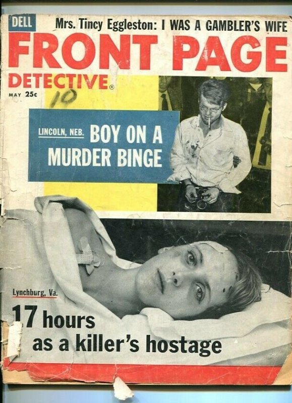 FRONT PAGE DETECTIVE-MAY 1966-MURDER BINGE-HOSTAGE-BLOODY-DANGER-VICTIMS FR/G