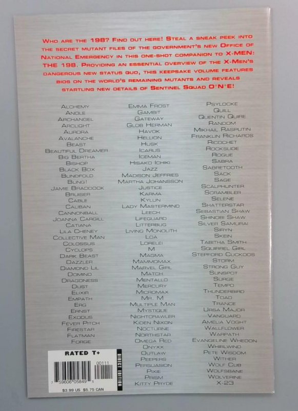 X-Men 198 Files ONE Companion One-Shot, Comic Book, Marvel Comics, 2007