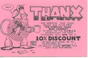 American Comic Book Co. Scott Shaw Thanx Postcard